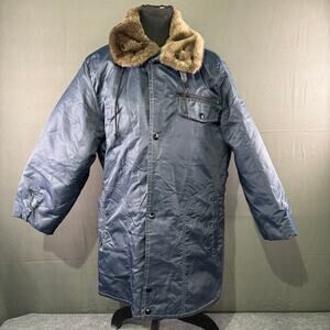 VTG Sportchief Jacket Men L 70s Space Suit Insulation Faux Fur Outdoor Navy Blue